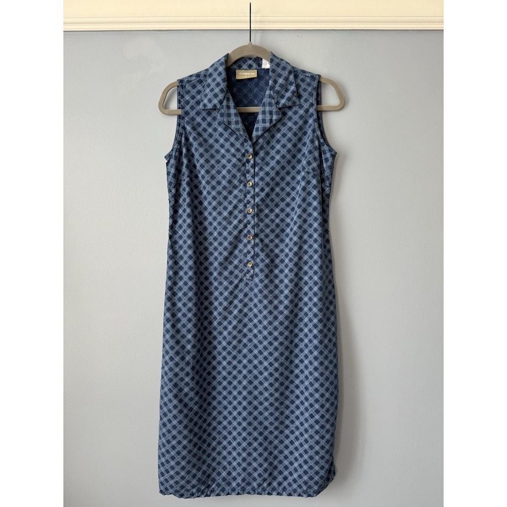 Liz Claiborne Dress Womens Size 8 Blue Strip‎ Sleeveless Midi Cottage Everyday